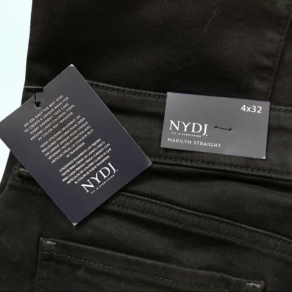 NYDJ NWT Black Marilyn Straight Leg Jeans Women Size 4 - Picture 7 of 10